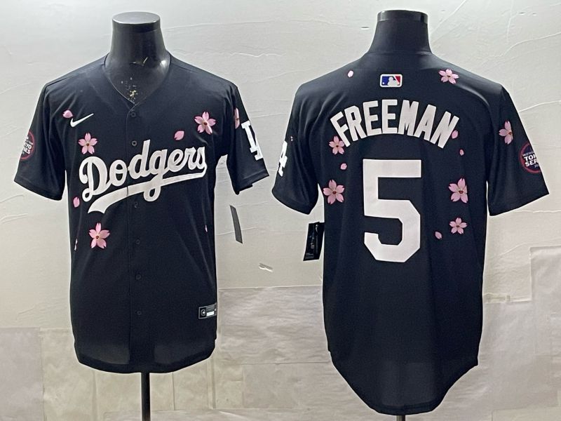 Men 2025 Nike Los Angeles Dodgers #5 Freeman Black Game MLB Jersey 09->los angeles dodgers->MLB Jersey